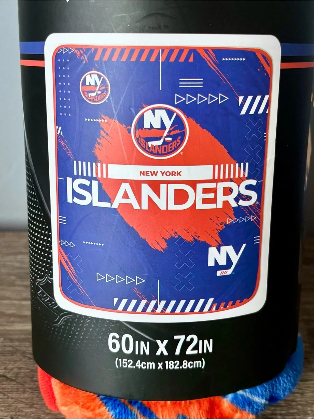 New York NY Islanders Hockey Plush Throw Fleece Blanket NEW 60x72 blue orange